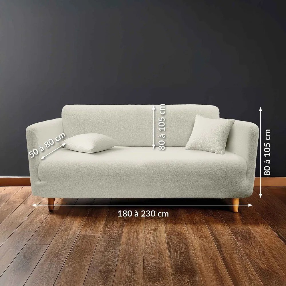 Husă crem elastică pentru canapea cu 3 locuri Laina – douceur d'intérieur