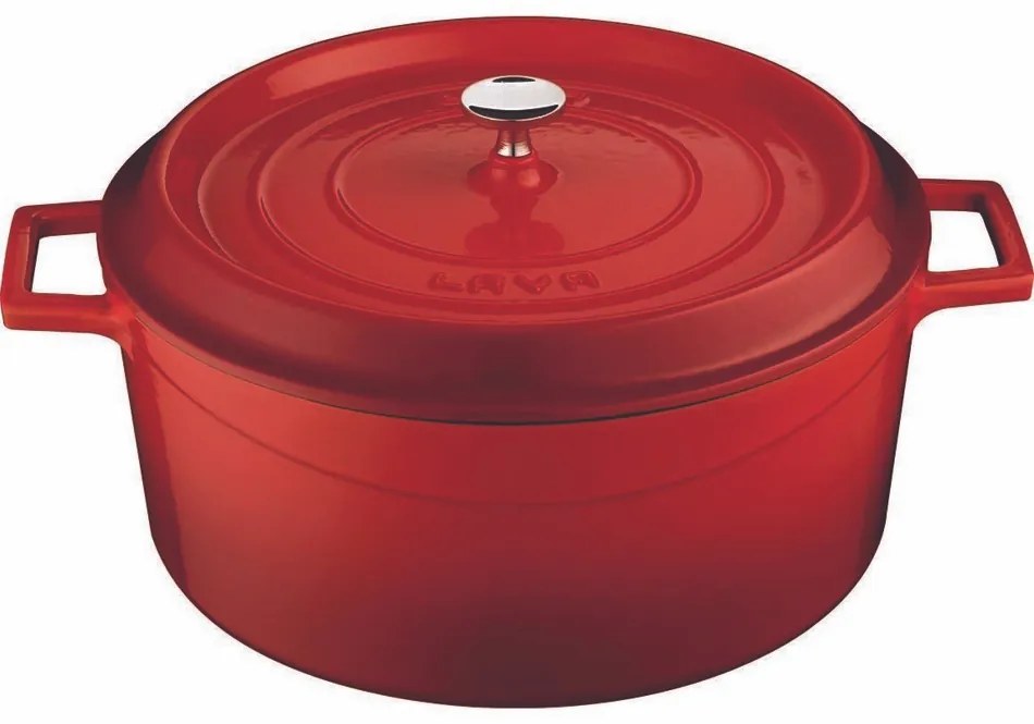 LAVA Metal Oală din fontă, diametru 24 cm, roșie,4,5 l