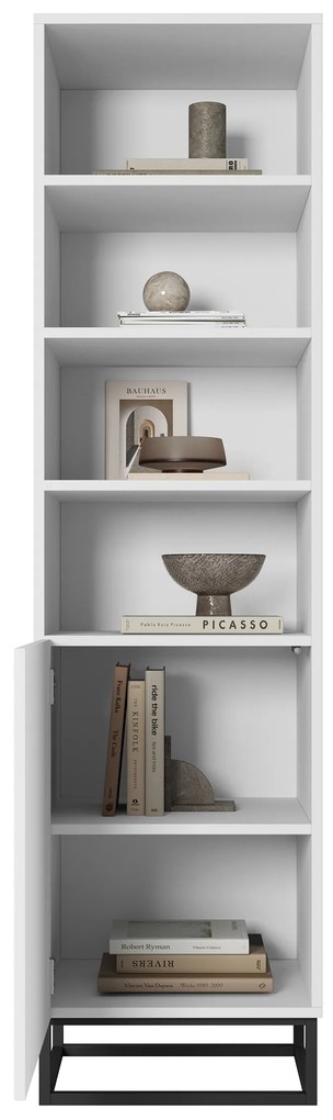 Bibliotecă Asha 50 cm pe soclu de metal - alb mat