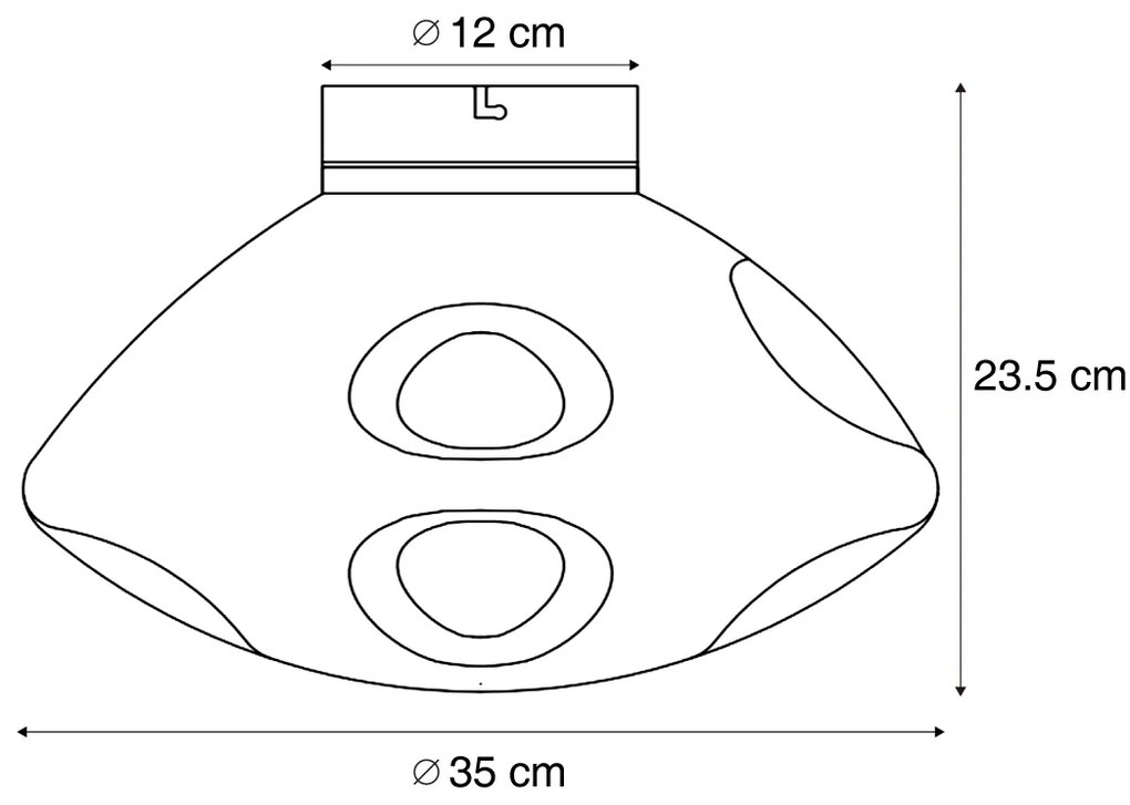 Plafonieră de design neagră cu sticlă curcubeu - Gemma