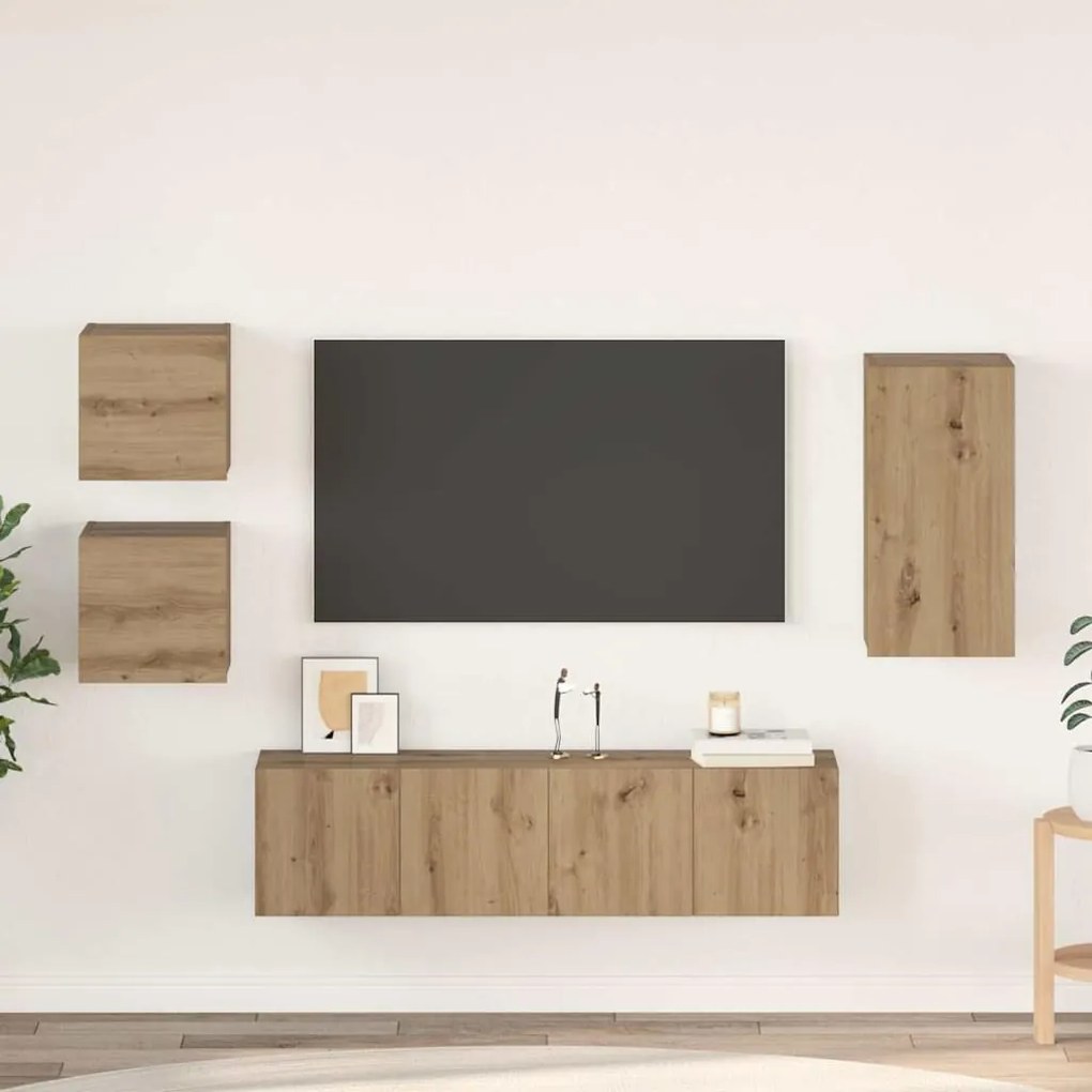 vidaXL Set comodă TV cu raft 5 pcs stejar artizanal 30.5 x 30 x 60 cm