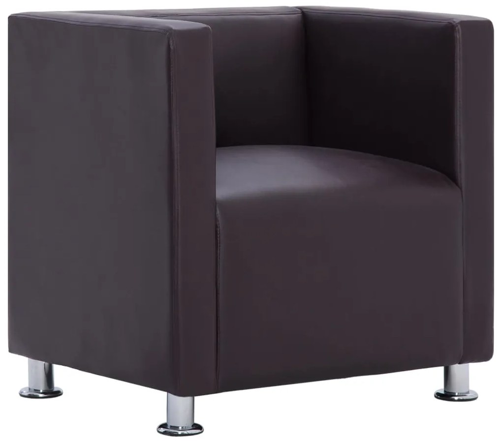 282140 vidaXL Fotoliu cubic, maro, piele ecologică