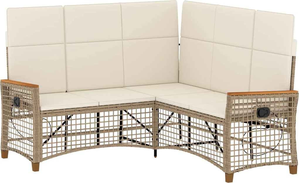 vidaXL Set de canapele reclinabile pentru grădină Bej și alb crem