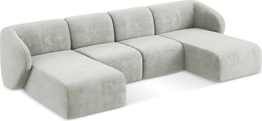 Colțar gri deschis cu tapițerie din chenille (în formă de "U") Lani – Makamii