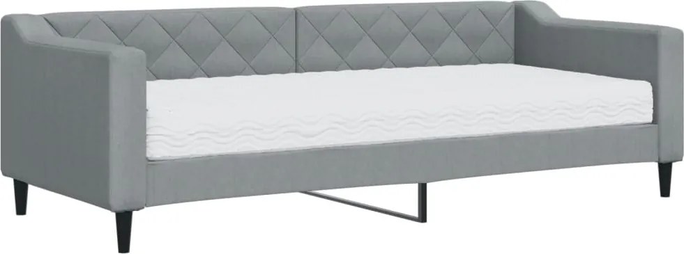 vidaXL Pat de zi cu saltea, gri deschis, 80x200 cm, textil