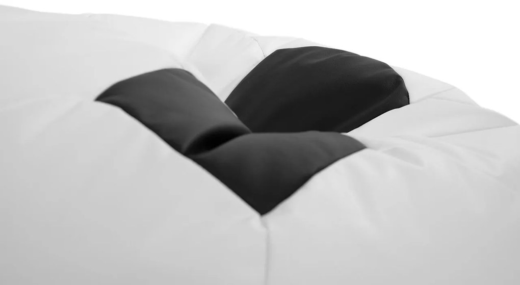 Fotoliu puf Hannela 500L (Alb piele ecologică + Negru piele ecologică). 1053995