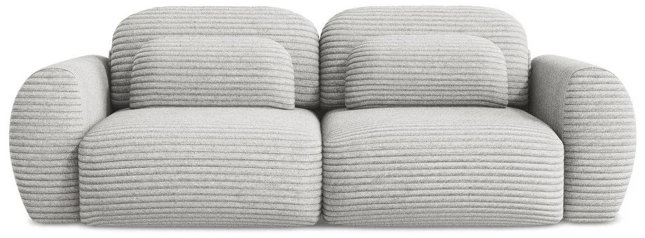 Canapea gri deschis extensibilă/cu spațiu de depozitare cu tapițerie din catifea reiată 266 cm Kini – Makamii