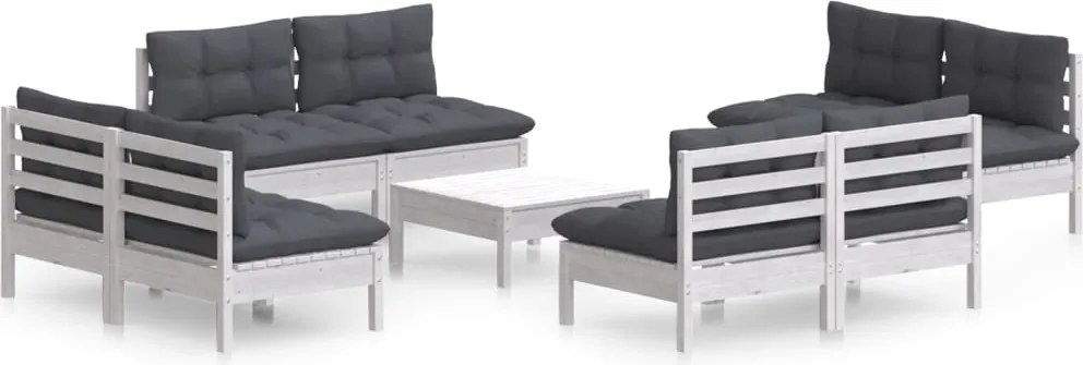 vidaXL Set mobilier grădină cu perne, 5 piese, antracit, lemn de pin