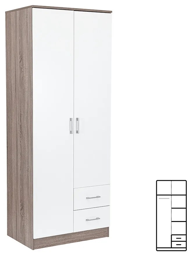 Dulap Miami 80x205 cm alb-stejar York