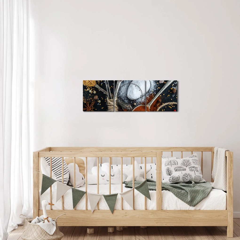 Tablou cu condimente (cu ceas) (90x30 cm)