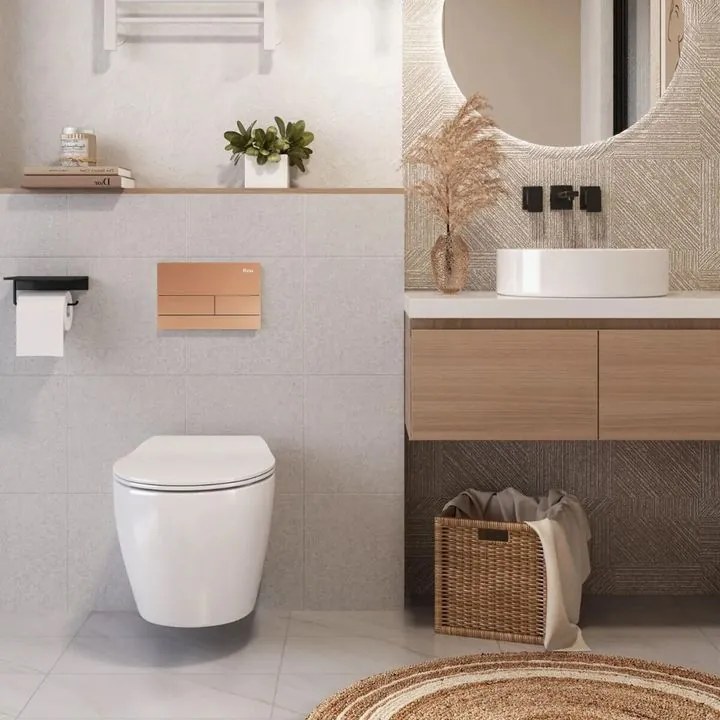 Cadru WC incastrat K011A-Q Rea cu buton T cupru periat