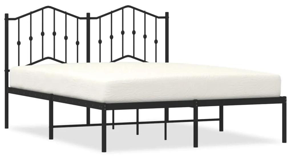 373788 vidaXL Cadru de pat metalic cu tăblie, negru, 135x190 cm
