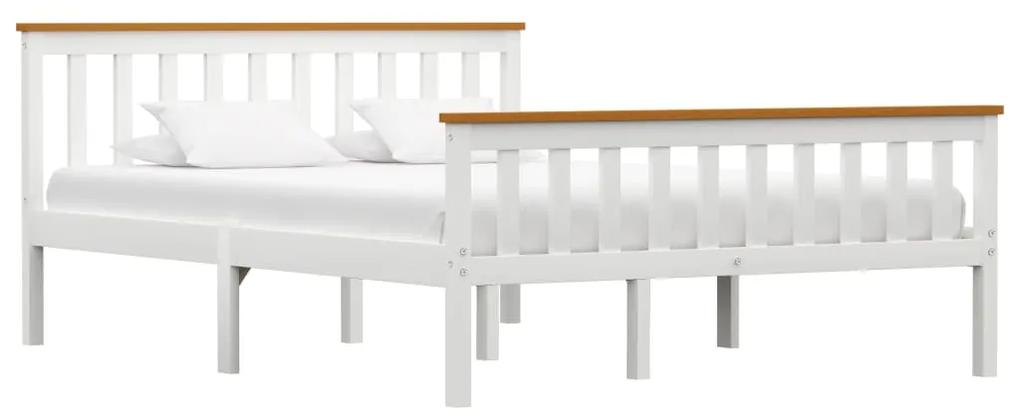 283247 vidaXL Cadru de pat, alb, 140 x 200 cm, lemn de pin masiv