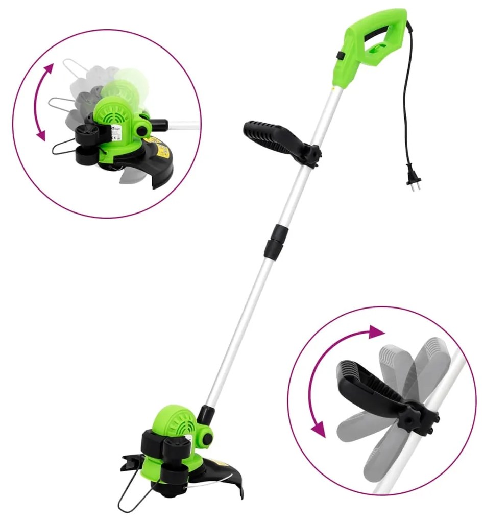 vidaXL Trimmer de gazon electric cu tijă telescopică, 29 cm, 550 W