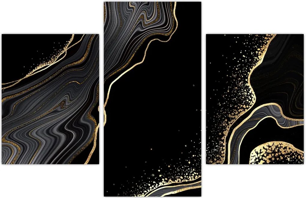 Tablou - Marmură negru - auriu (90x60 cm)