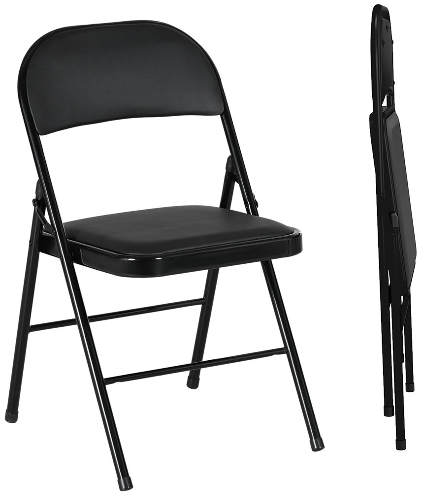 HOMCOM Lot de 2 scaune pliante scaune de dining portabile cadru din oțel dim. 45l x 46P x 78H cm negru | Aosom Romania