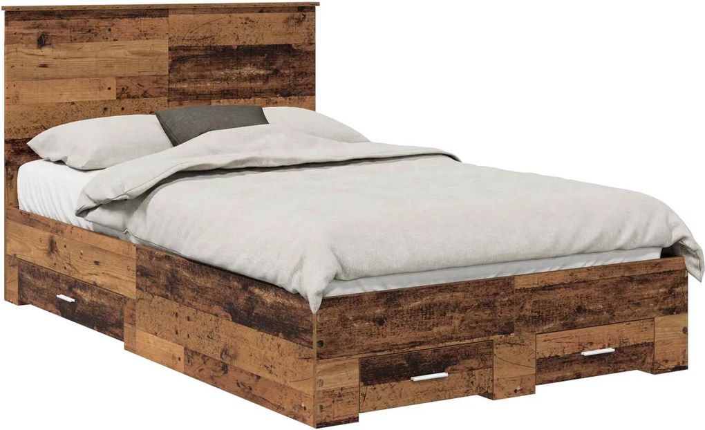 vidaXL Cadru de pat cu headboard Lemn vechi 120 x 190 cm Lemn compozit