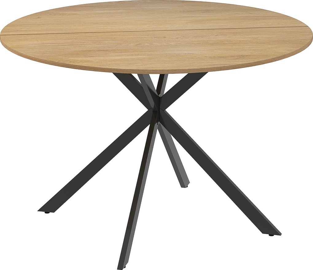 HOMCOM Masă Rotundă de Sufragerie pentru 4 Persoane cu Structură din Oțel Ø120x75 cm Stejar | Aosom Romania