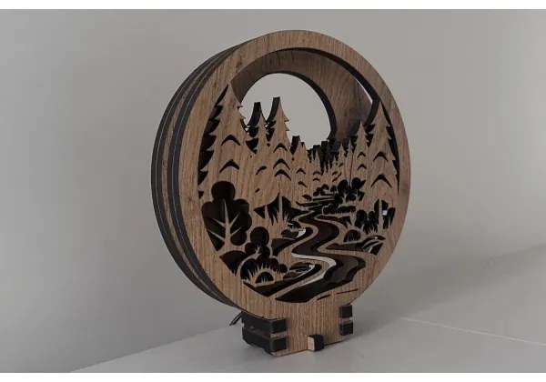 Li-Go 23580/DUB2 - Lampă decorativă de masă LED dimabilă, 12W/230V, 20x22 cm, stejar lucios