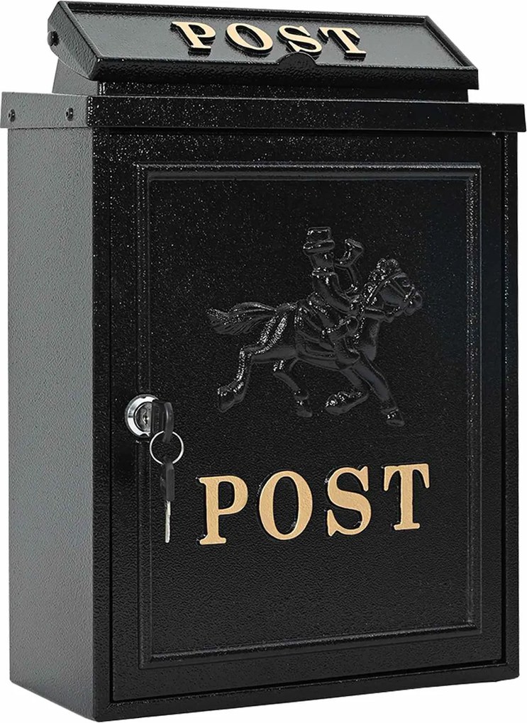 vidaXL Cutie Poștală Montată pe Perete cu ușă Negru 29 x 13 x 41 cm