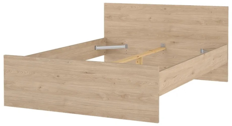 Pat matrimonial în culoare naturală cu aspect de lemn de stejar fără somieră 140x200 cm Naia – Tvilum