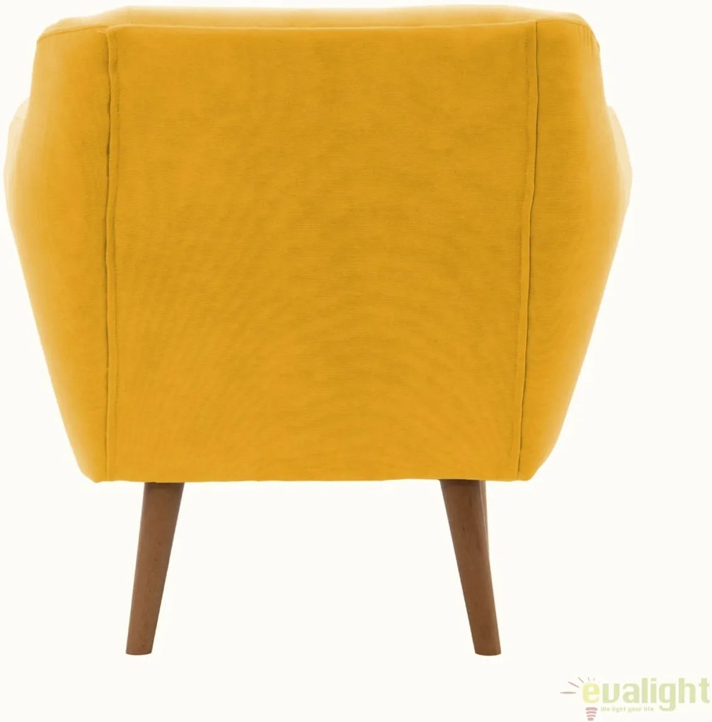 Fotoliu LUX elegant si confortabil cu picioare stejar si tapiterie galbena, Kelly 1 stejar/ galben