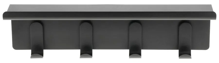 Cuier de perete negru cu raft din oțel 11,5 cm A-Hallway – Zone