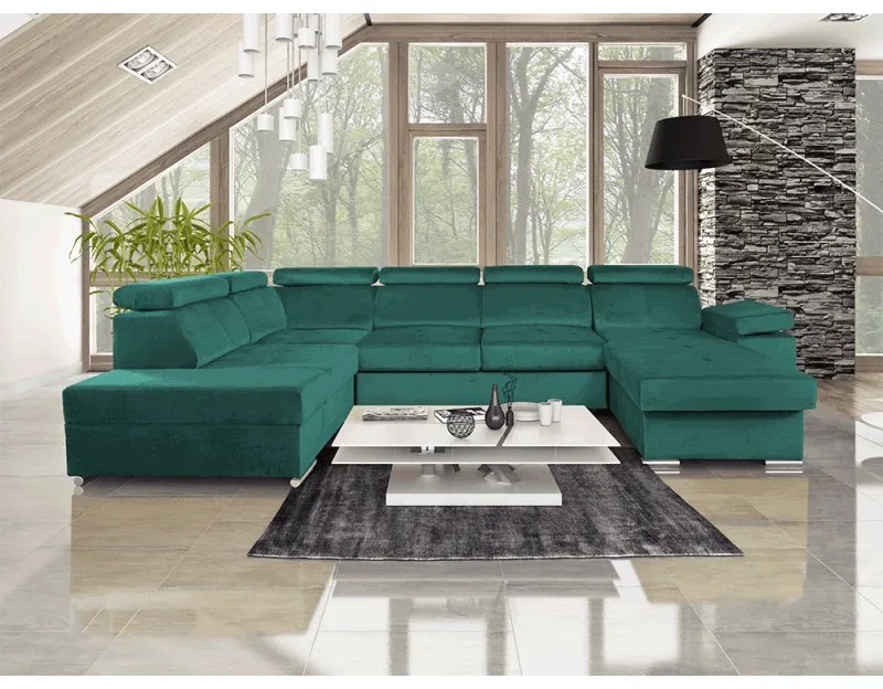 Coltar Living Extensibil LAMORA U Verde Dreapta