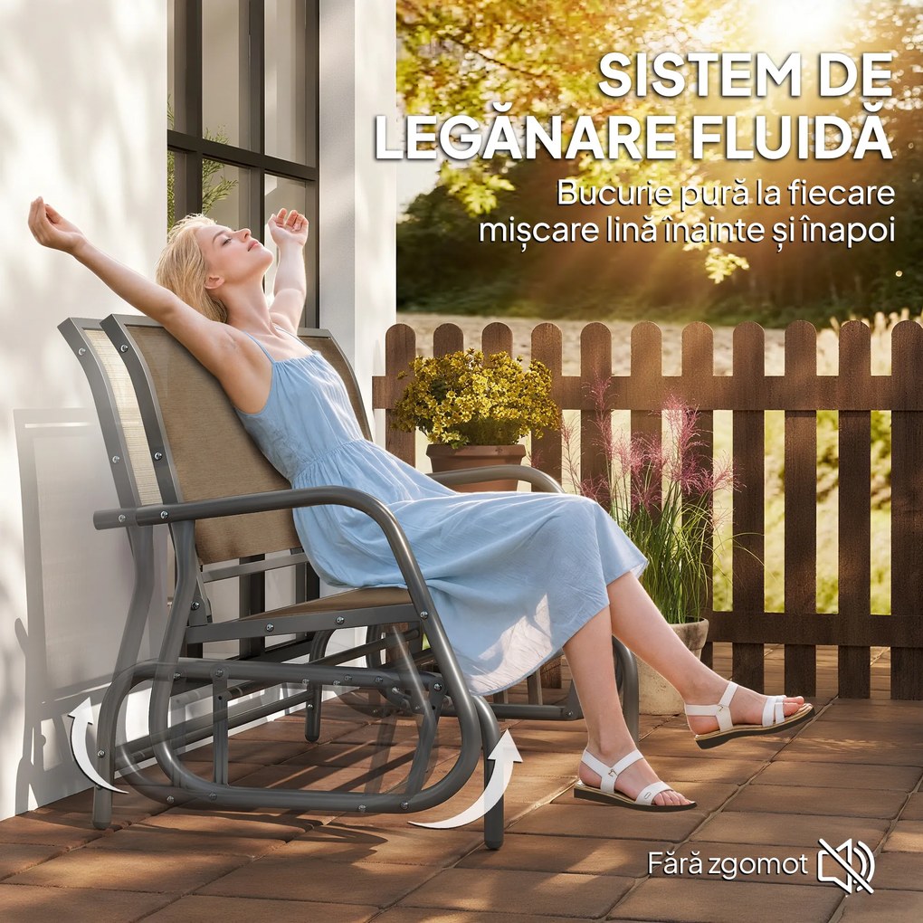 Outsunny Banca Tip Leagan 2 Locuri din Metal, Negru, 123x70x87 cm | Aosom Romania