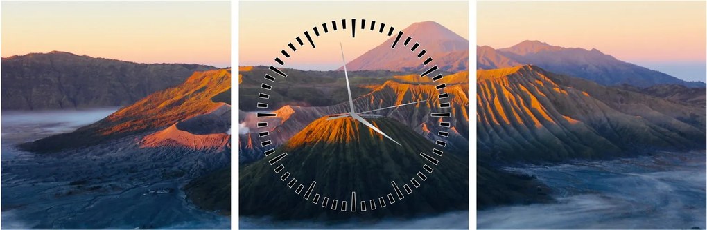 Tablou cu muntele Bromo în Indonesia (cu ceas) (90x30 cm)