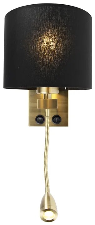 Aplică de perete Art Deco aurie cu abajur negru - Brescia