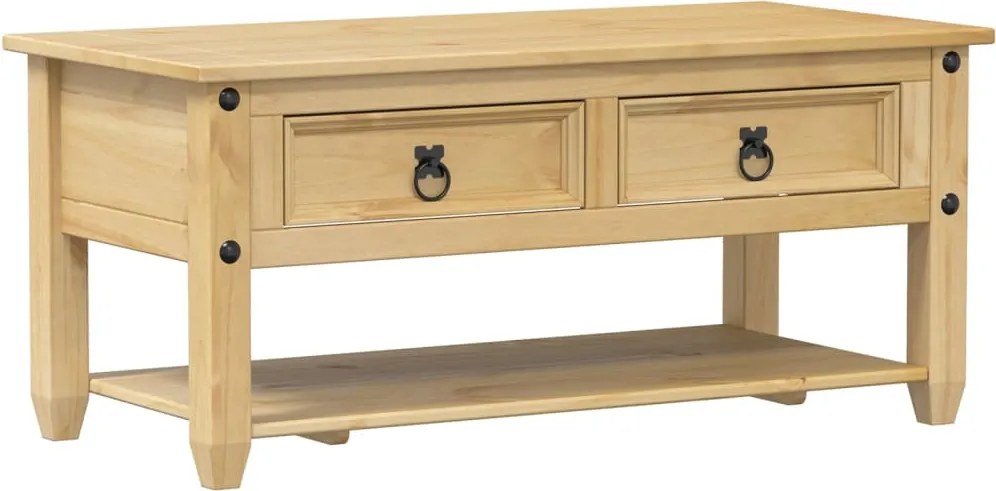 vidaXL Măsuță de cafea cu sertare Corona, 100x48x45 cm, lemn masiv pin