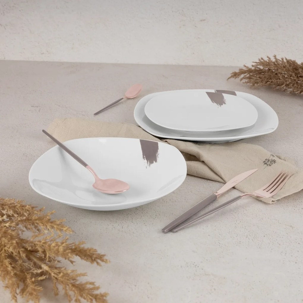 BerlingerHaus Set de 18 farfurii Taupe, alb-gri