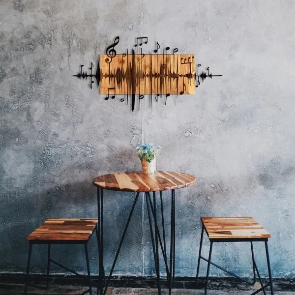 Decorațiune de perete 90x47 cm lemn/metal note