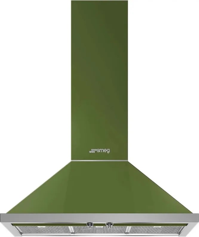 Hota decorativa SMEG Portofino KPF9OG, 275 W, A+, 781 m³/h, 3 viteze, 3 filtre, Supapa, Otel inoxidabil, LED, Verde