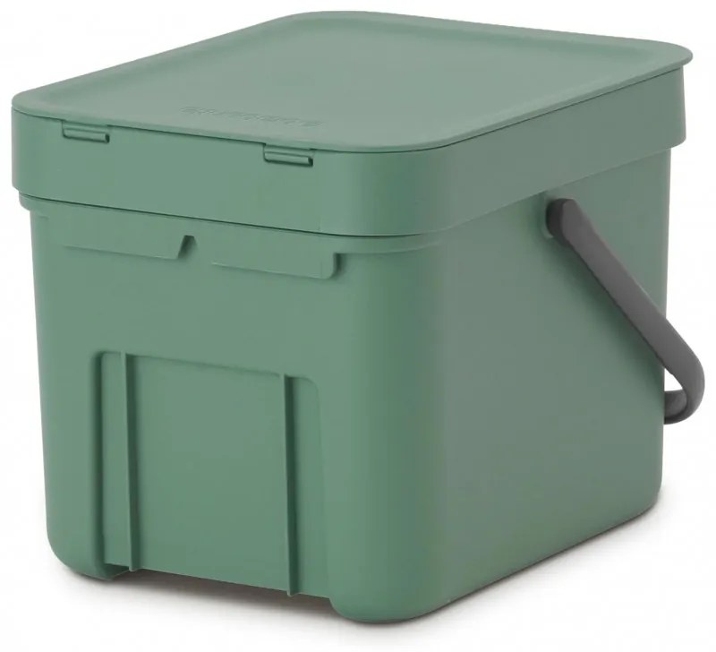 Brabantia Coș de colectare selectivă a deșeurilor Sort&Go 1003233, 6 l, Mâner, Montabil pe perete, Verde închis