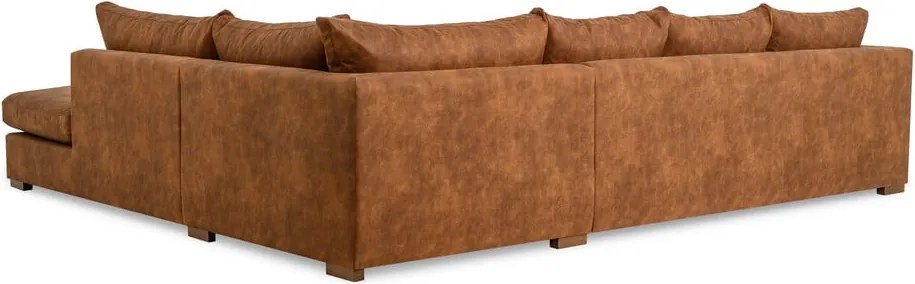 Colțar maro coniac cu tapițerie din imitație de piele (cu colț pe partea dreaptă) Hamburg – Scandic