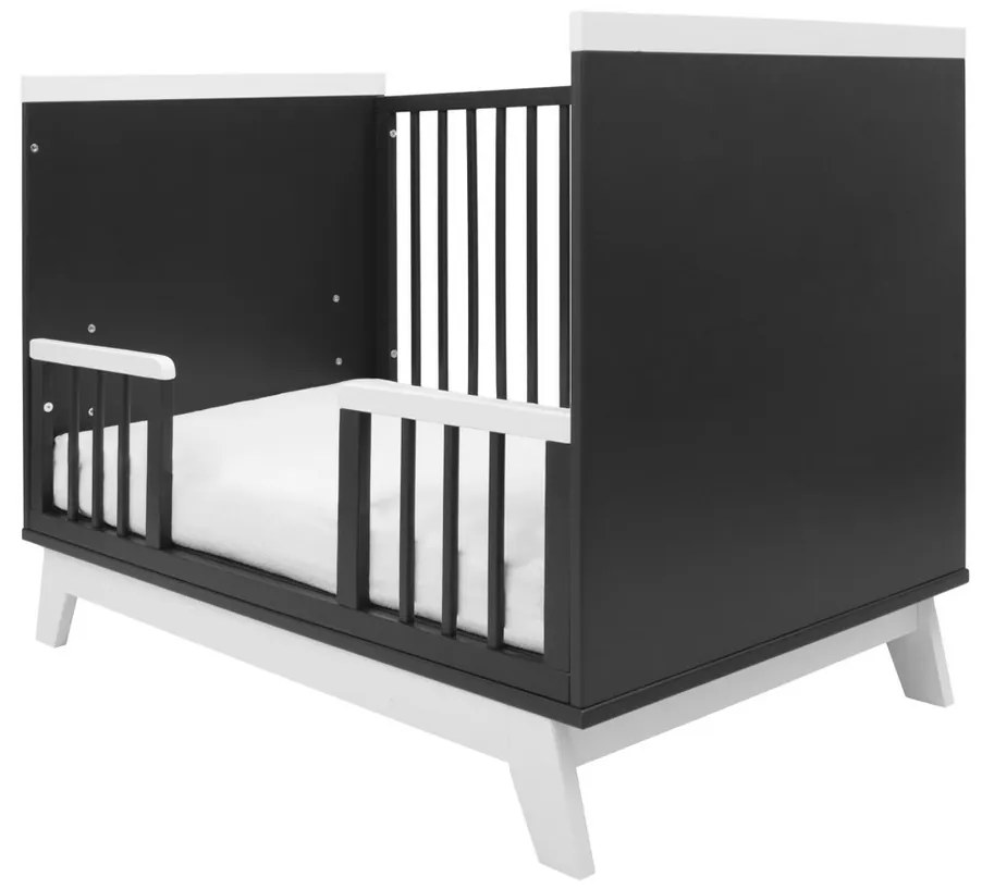 New Baby Crib Marcus, negru/alb