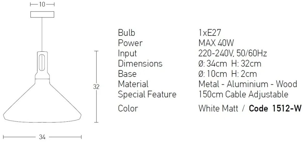 Lustra, Pendul design nordic White