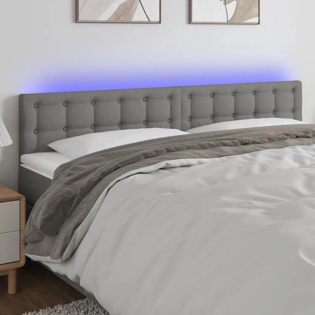 3122053 vidaXL Tăblie de pat cu LED, gri închis, 160x5x78/88 cm, textil