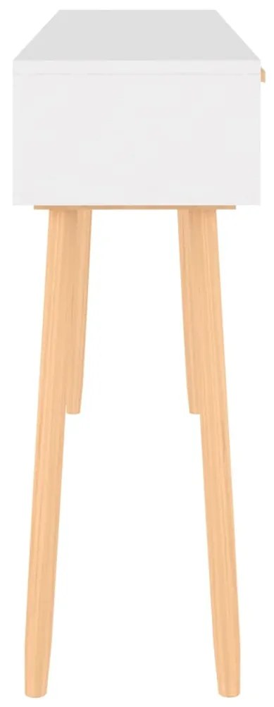 Masa consola alb 105x30x75 cm lemn masiv pin si ratan natural 1, Alb