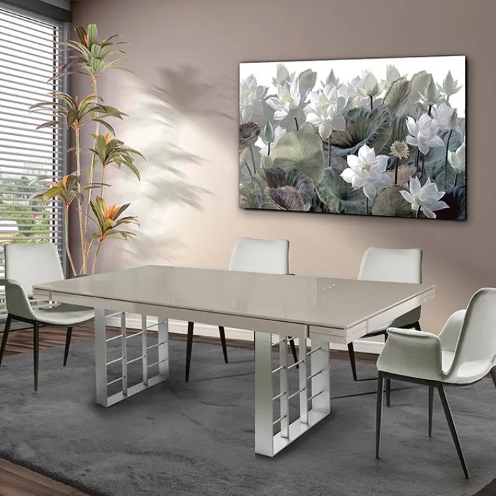 Masa dining design LUX Vita 200cm gri cenusiu/ argintiu mat