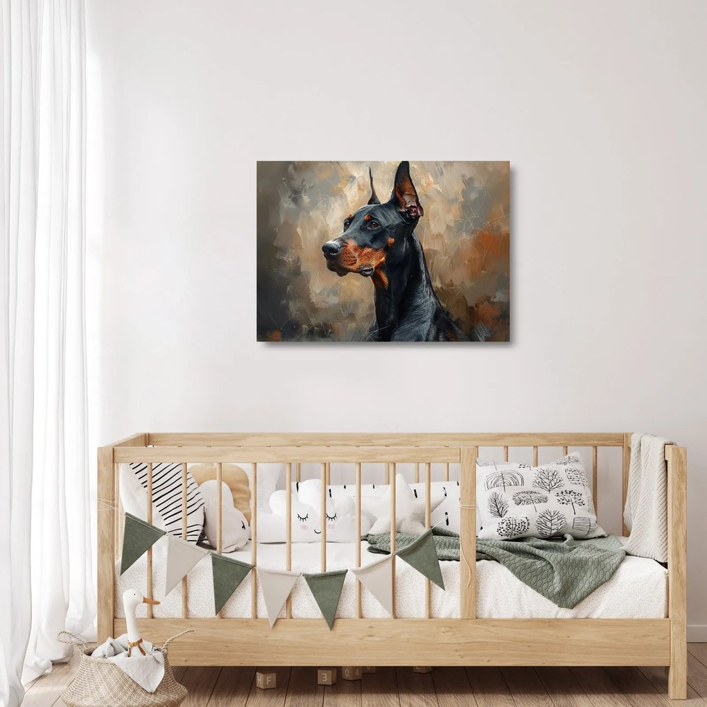 Tablou pe sticlă - Portretul lui Dobrman (70x50 cm)