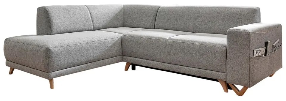 Colțar gri deschis extensibil/cu spațiu de depozitare (cu colț pe partea stângă/în formă de ”L”) Classy Sophie – Miuform