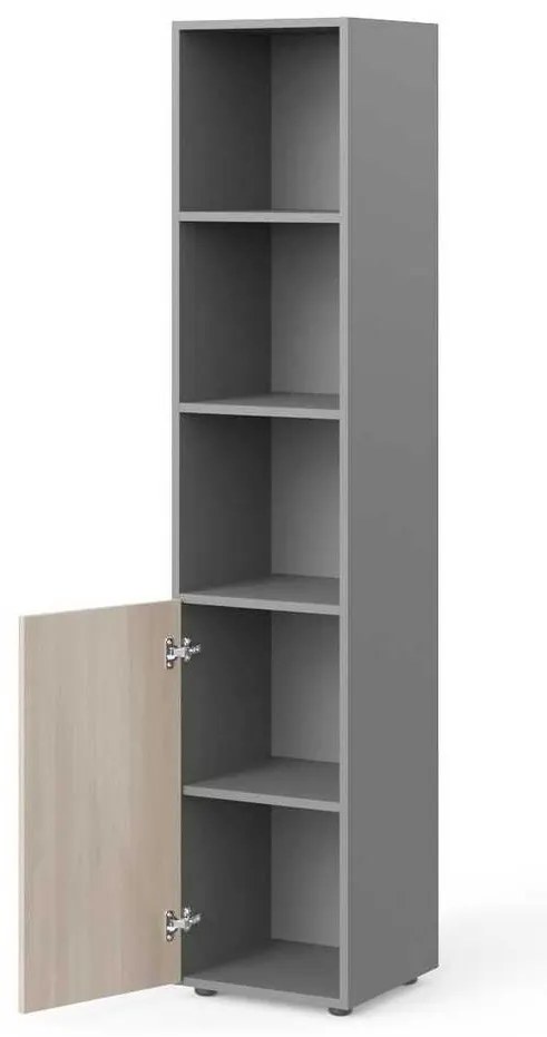 Dulap înalt Manager 39,9 x 42,2 x 196,5 cm, stânga, salcâm deschis / gri