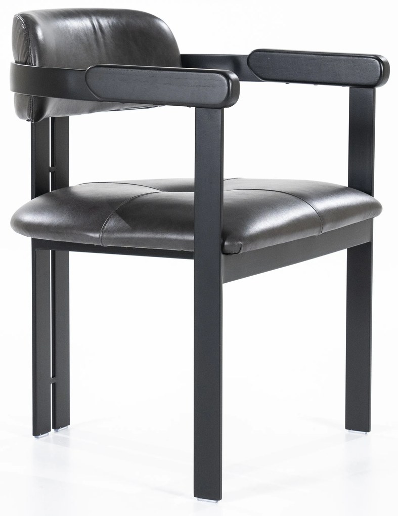 Scaun Morris din piele si metal negru