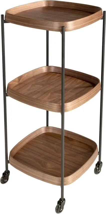 Gheridon, Mini Bar cu roti pentru bauturi si sticle Walnut