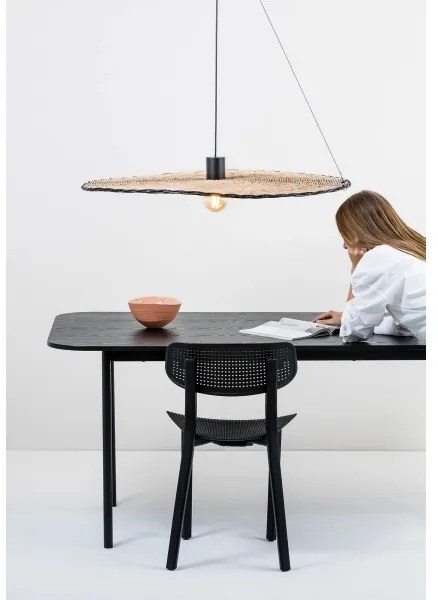 Lustră pe cablu COSTAS 1xE27/15W/230V d. 100 cm neagră/ratan FARO 68590-70