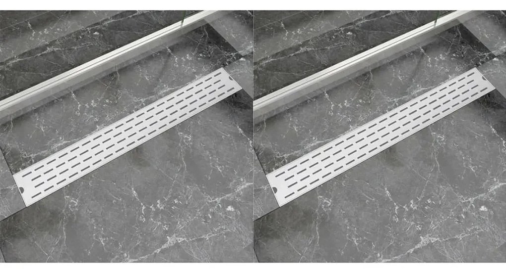 vidaXL Rigolă liniară de duș, 2 buc. 830x140 mm oțel inoxidabil, linii