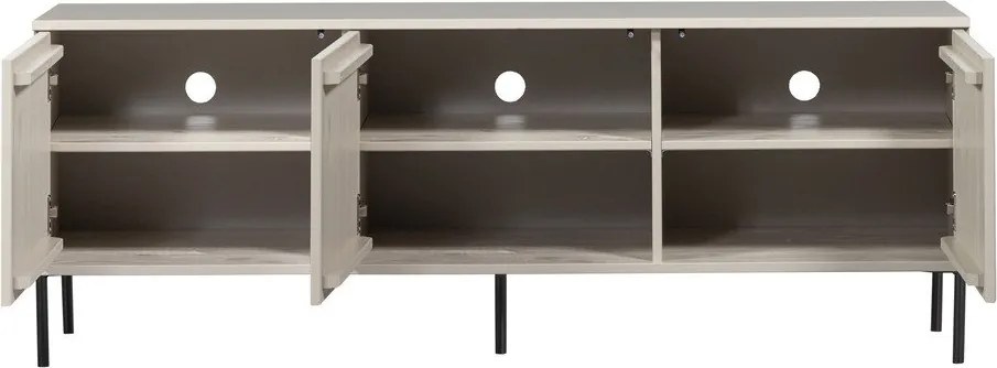 Comodă TV gri deschis din lemn de pin 150x56x44 cm New Gravure – WOOOD